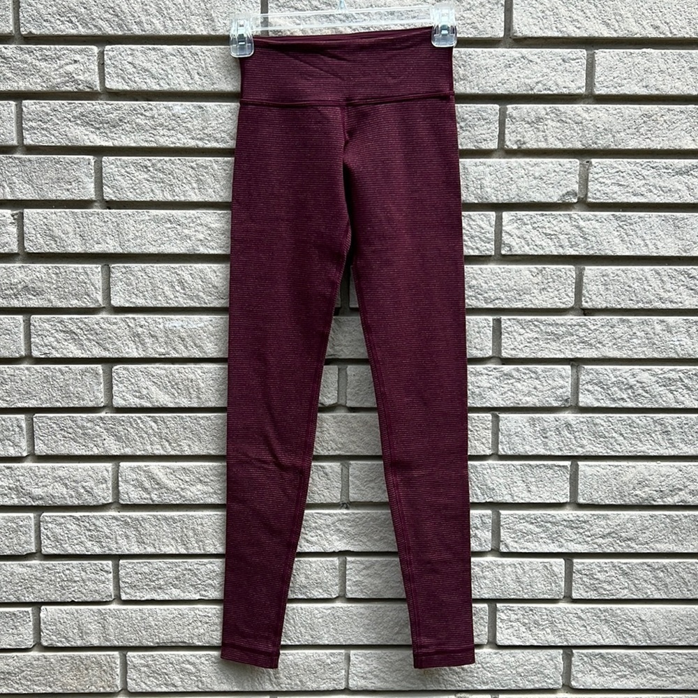 Lululemon Wunder Under Tonka Stripe Bordeaux Drama/Bordeaux Drama Size 2 - Picture 4 of 12